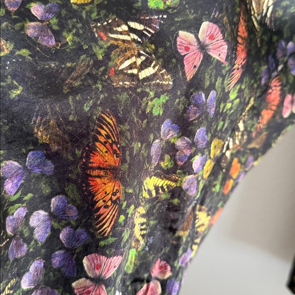 Johnny Was Silk Butterfly Floral Pants Black Size Medium - Picture 5 of 11